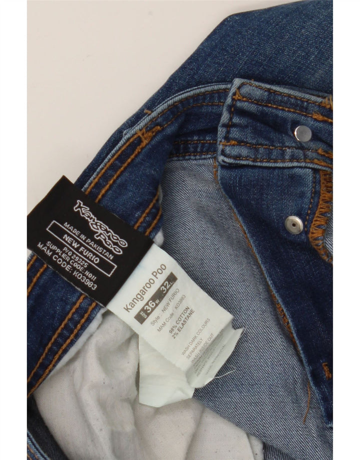 Kangaroo Poo Herren Straight Jeans W36 L32 Blaue Baumwolle