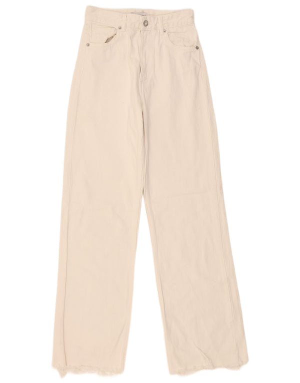 Zara Damen-Jeans mit hoher Taille und weitem Bein, EU 36, XS, B26, L34, Weiß