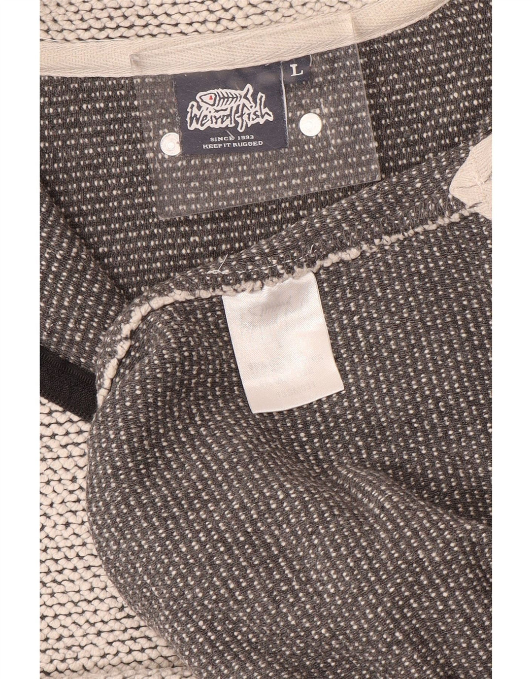 WEIRD FISH Herren-Sweatshirt mit Reißverschluss am Hals, groß, aus grauer Baumwolle