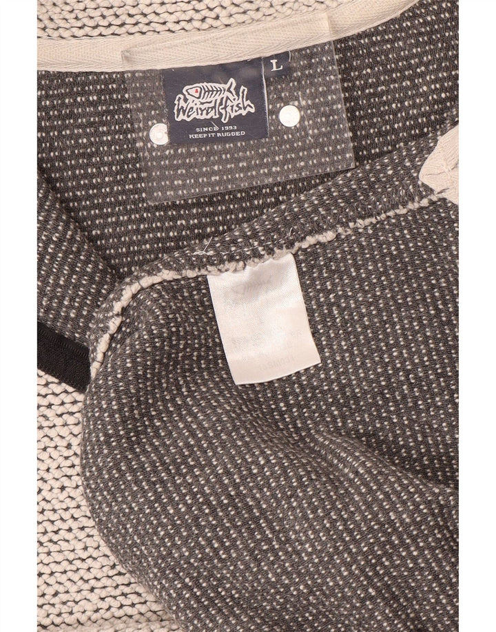 WEIRD FISH Herren-Sweatshirt mit Reißverschluss am Hals, groß, aus grauer Baumwolle