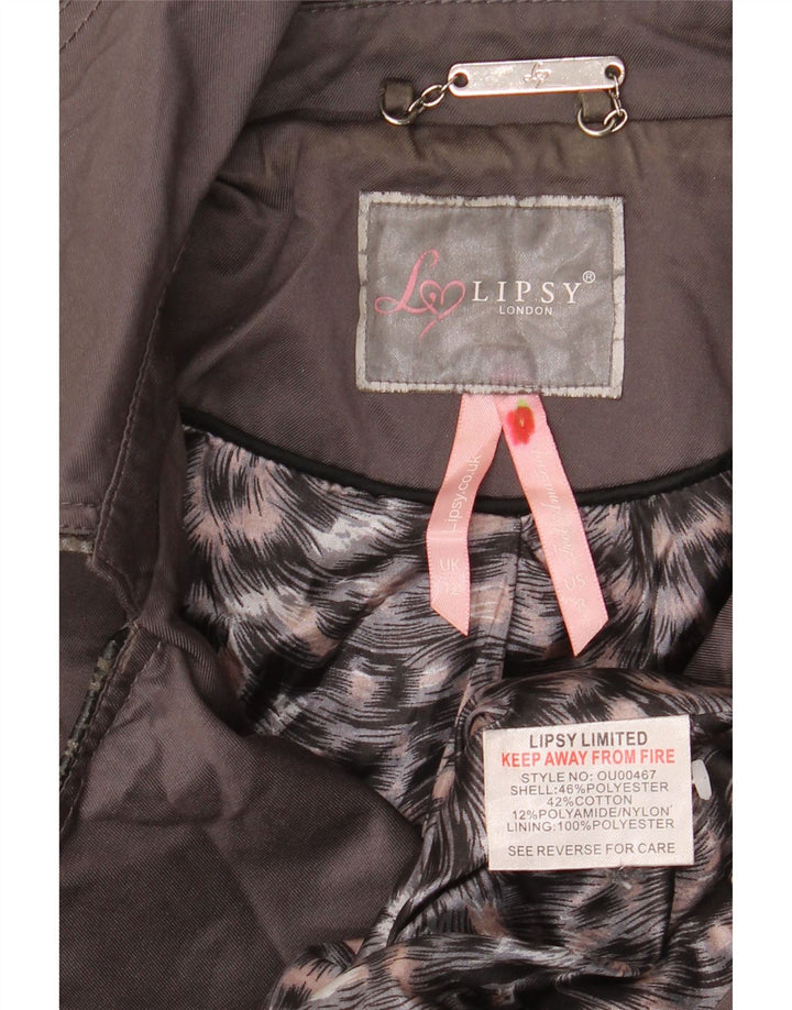 Lipsy Damen Trenchcoat UK 12 Mittelgraues Polyester