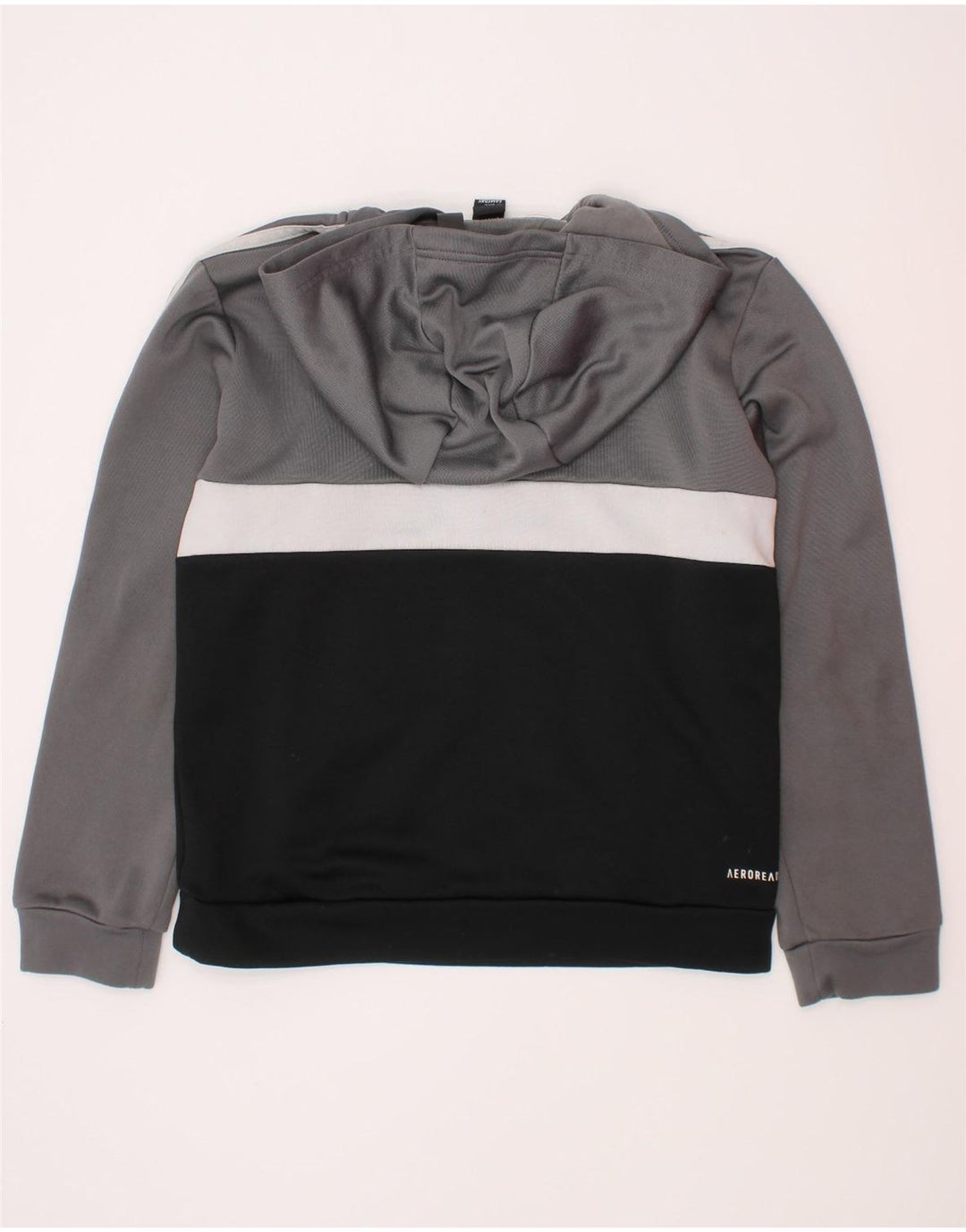 Adidas Kapuzenpullover für Jungen, 9–10 Jahre, graues Colourblock-Polyester