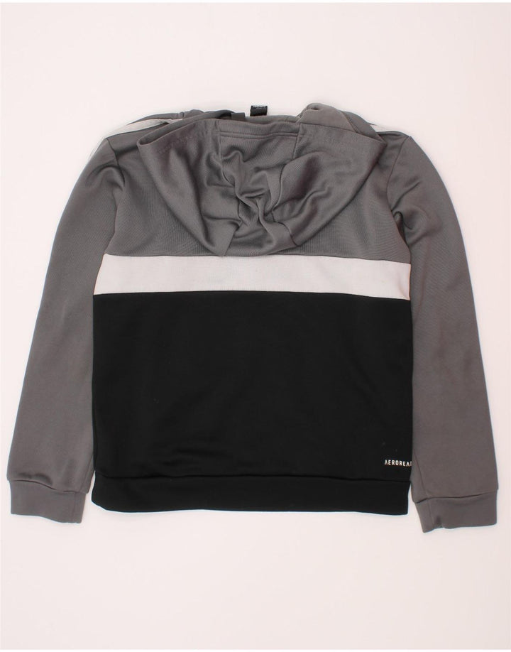 Adidas Kapuzenpullover für Jungen, 9–10 Jahre, graues Colourblock-Polyester