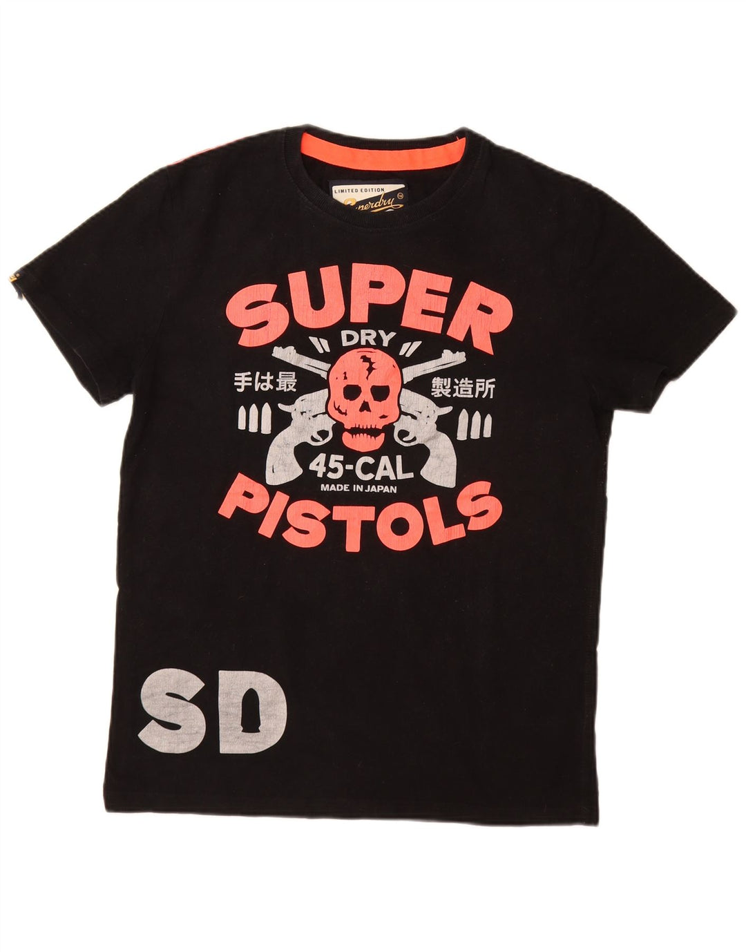 SUPERDRY Herren-T-Shirt mit Grafik, Größe L, aus schwarzer Baumwolle