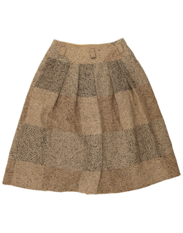 Seventy Damen Midirock IT 46 Large W30 Beige Patchwork Schurwolle