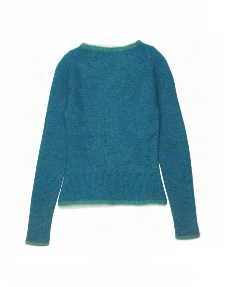 Vintage Damen Rundhalspullover Pullover UK 10 Klein Blau