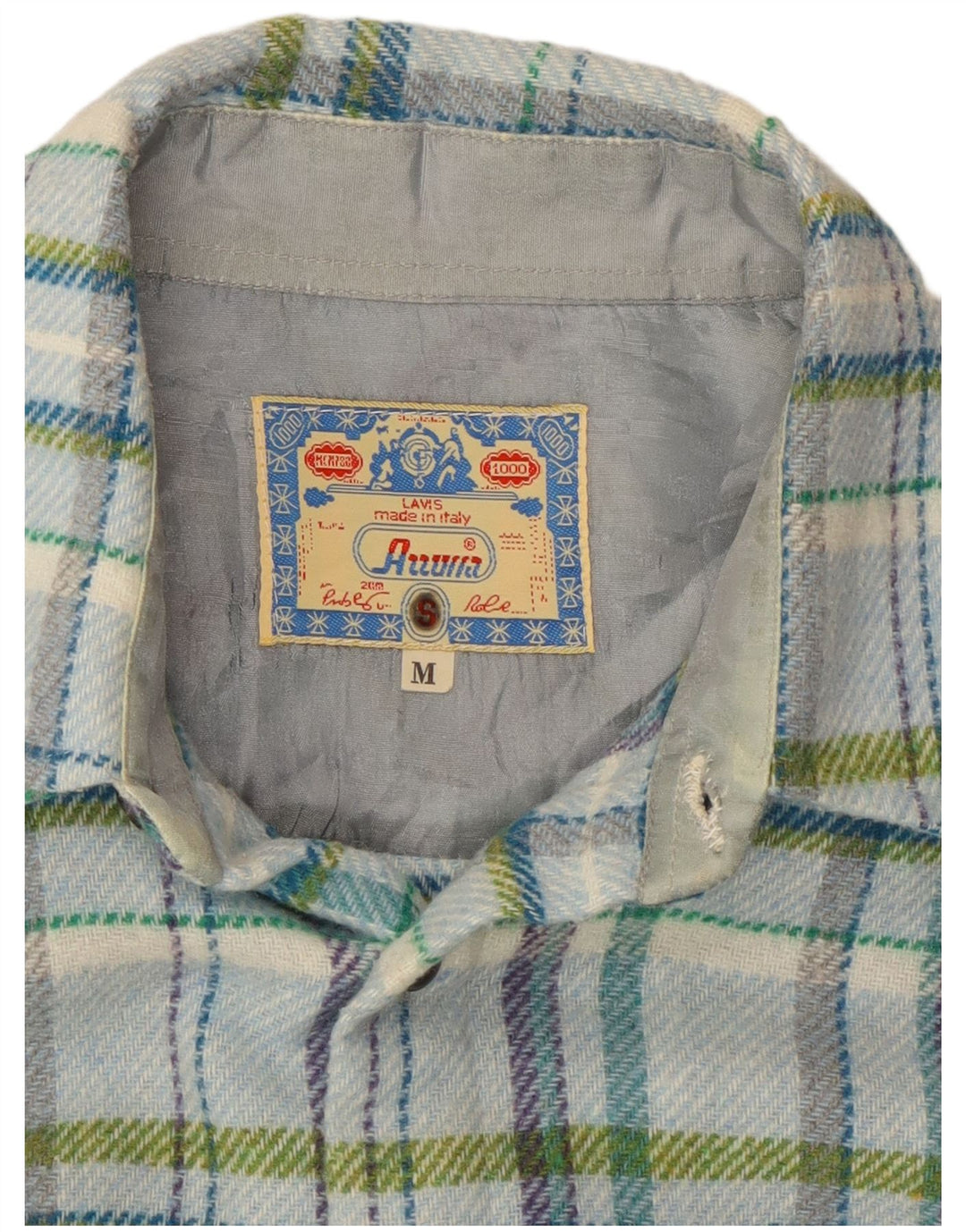 Vintage Herren Lumberjack Flanellhemd Mittelblau kariert