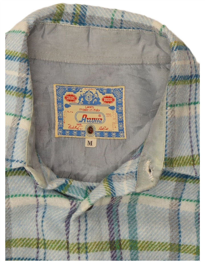 Vintage Herren Lumberjack Flanellhemd Mittelblau kariert