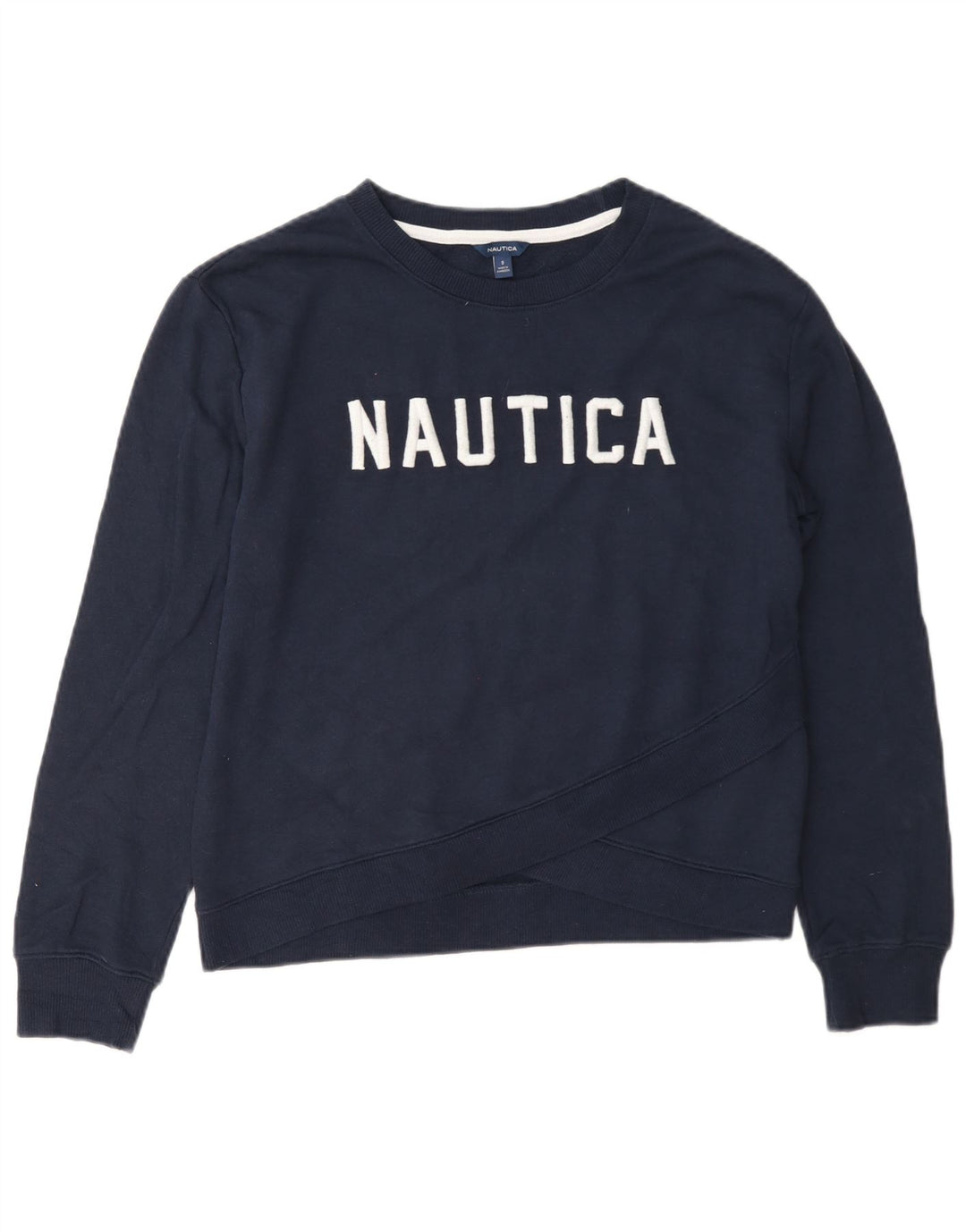 Nautica Womens Graphic Oversized Sweatshirt Pullover UK 10 Small Marineblau