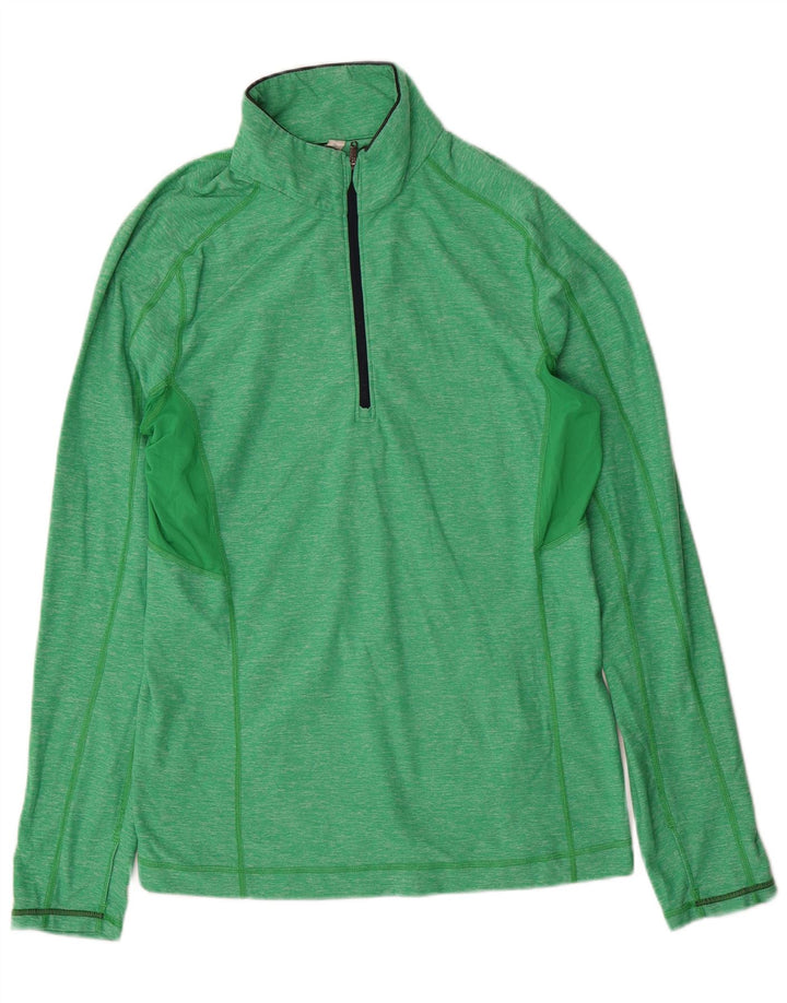Lululemon Herren-Pullover-Trainingsanzugoberteil mit Reißverschluss am Hals, mittelgrün geflecktes Nylon