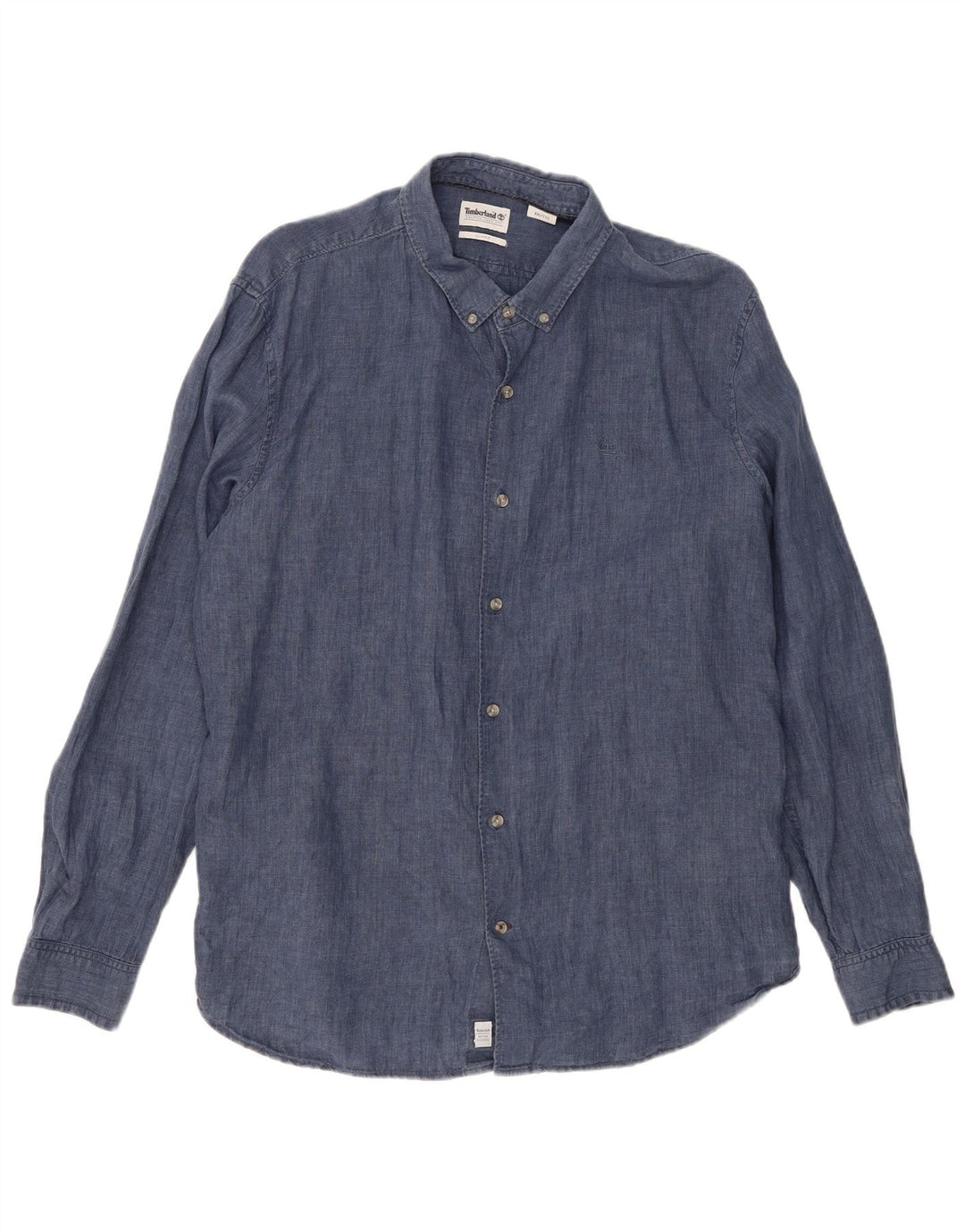 TIMBERLAND Herren Slim Fit Hemd 2XL Marineblaues Leinen