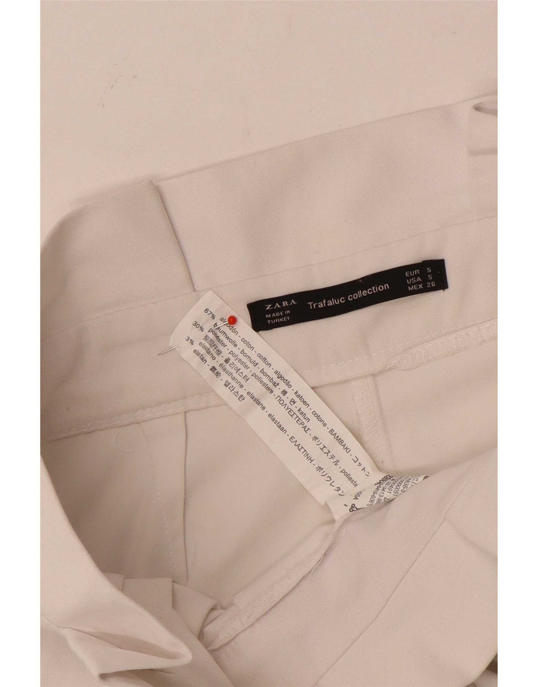 Zara Damen-Shorts mit hoher Taille, Größe S, Größe W26, weiße Baumwolle