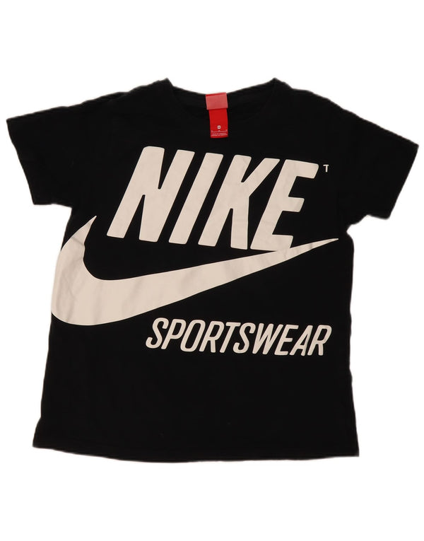 Nike Womens Graphic T-Shirt Top UK 14 Mittelschwarze Baumwolle