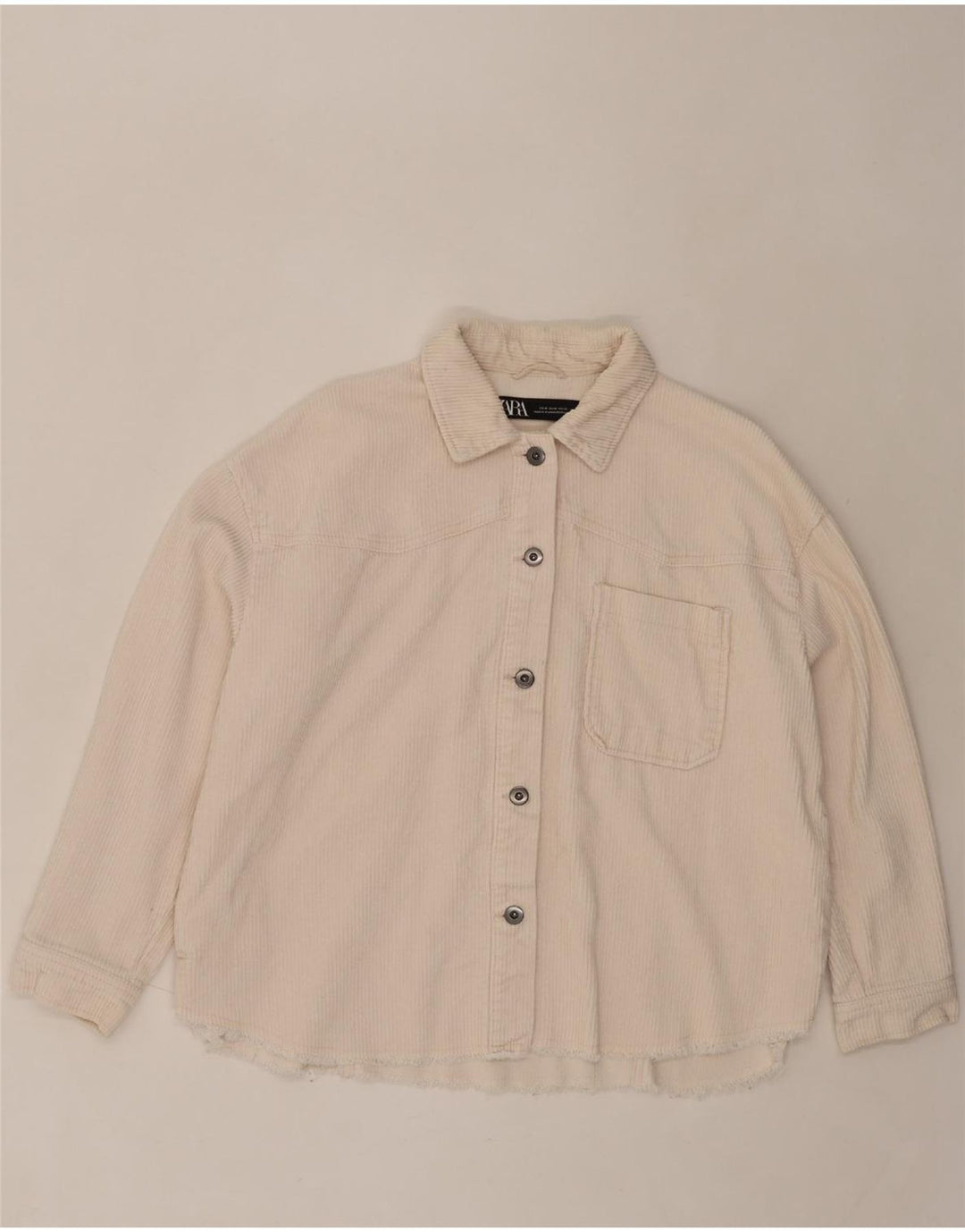 ZARA Womens Oversized Corduroy Shirt UK 14 Medium Pink Cotton Vintage Zara and Second-Hand Zara from Messina Hembry 