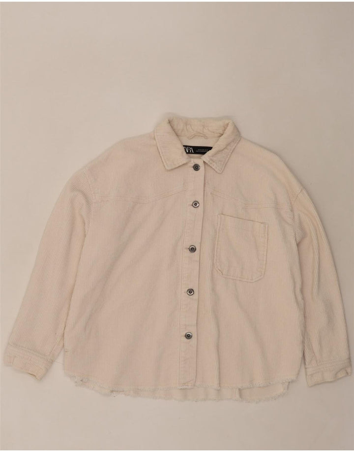 ZARA Womens Oversized Corduroy Shirt UK 14 Medium Pink Cotton Vintage Zara and Second-Hand Zara from Messina Hembry 