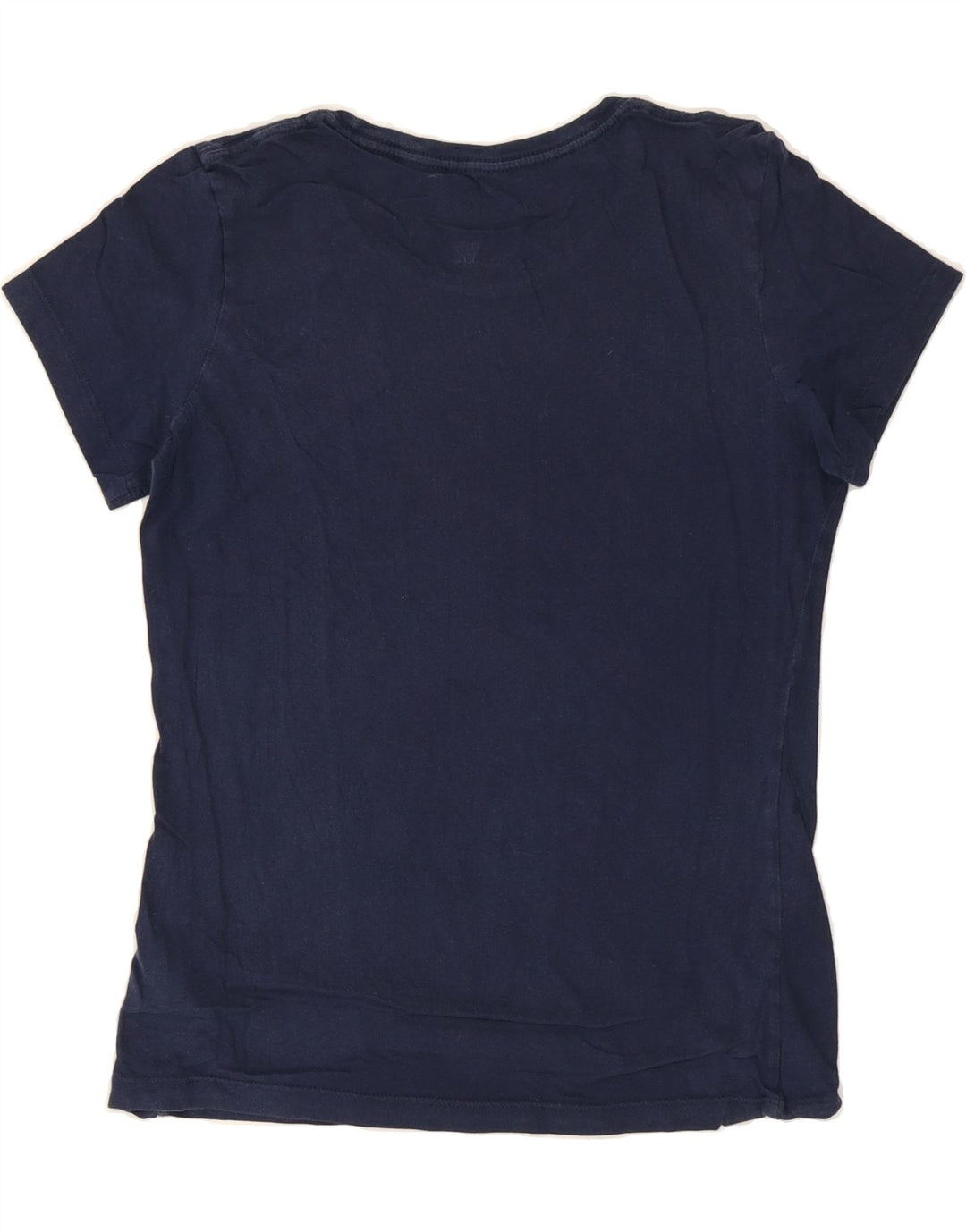 MAJESTIC Womens Graphic T-Shirt Top UK 12 Medium Navy Blue Vintage Majestic and Second-Hand Majestic from Messina Hembry 