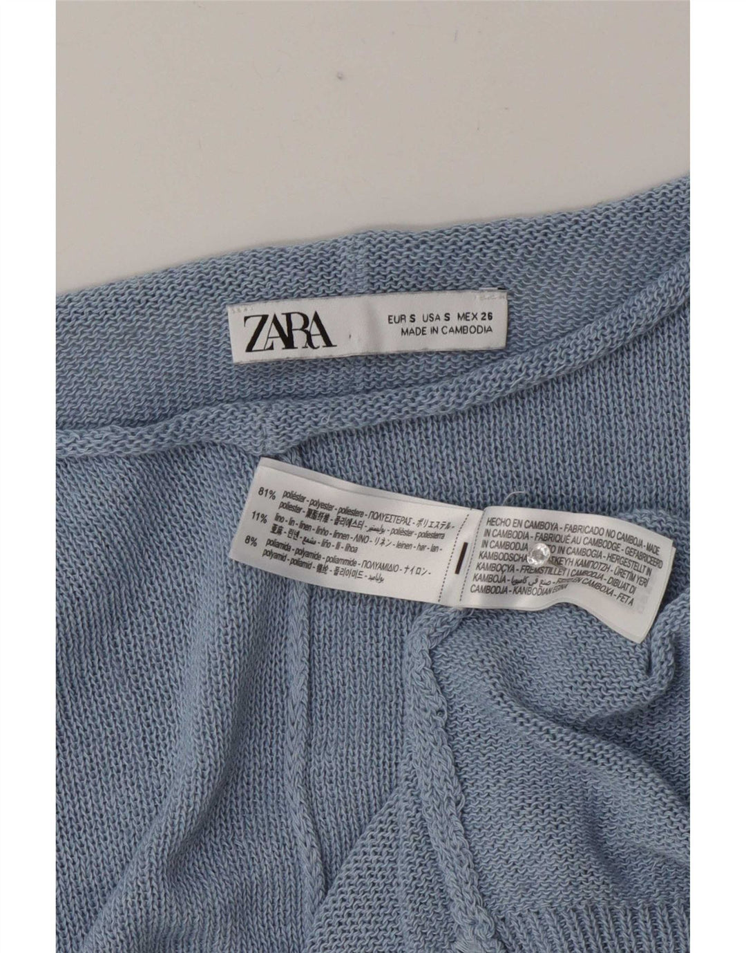 Übergroßer Damen-Pullover mit U-Boot-Ausschnitt von Zara, Gr. 10, Größe S, blau, Polyester