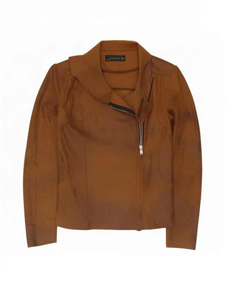 Zara Damen-Bomberjacke aus Kunstleder, UK 10, Größe S, braun, Polyester
