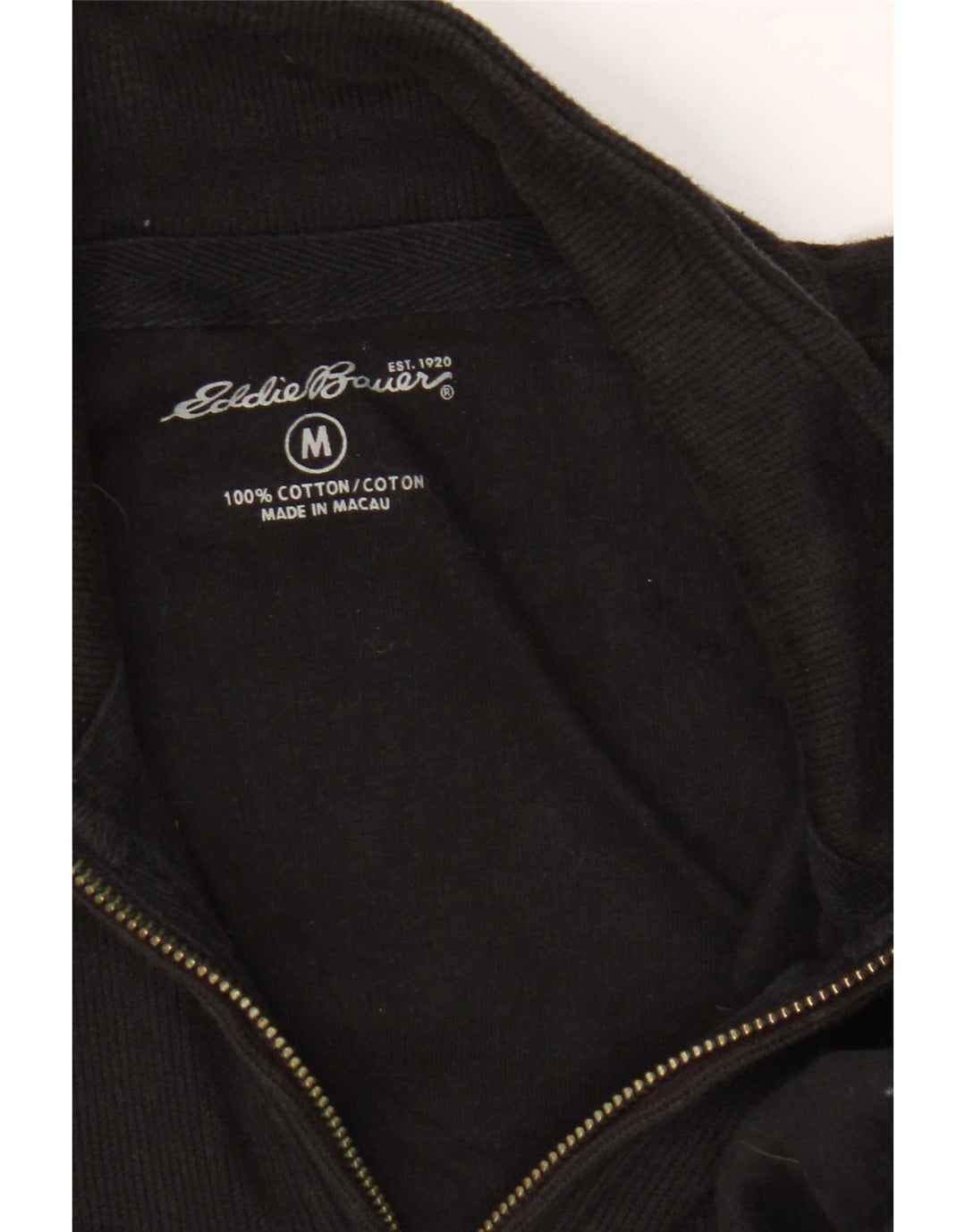 Eddie Bauer Herren-Pullover mit Reißverschluss am Hals, mittelschwarze Baumwolle