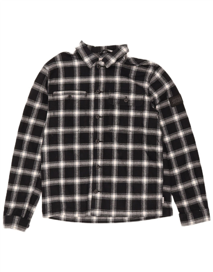 Jack & Jones Herren-Flanellhemd mit bequemer Passform, mittelschwarz, kariert, Baumwolle