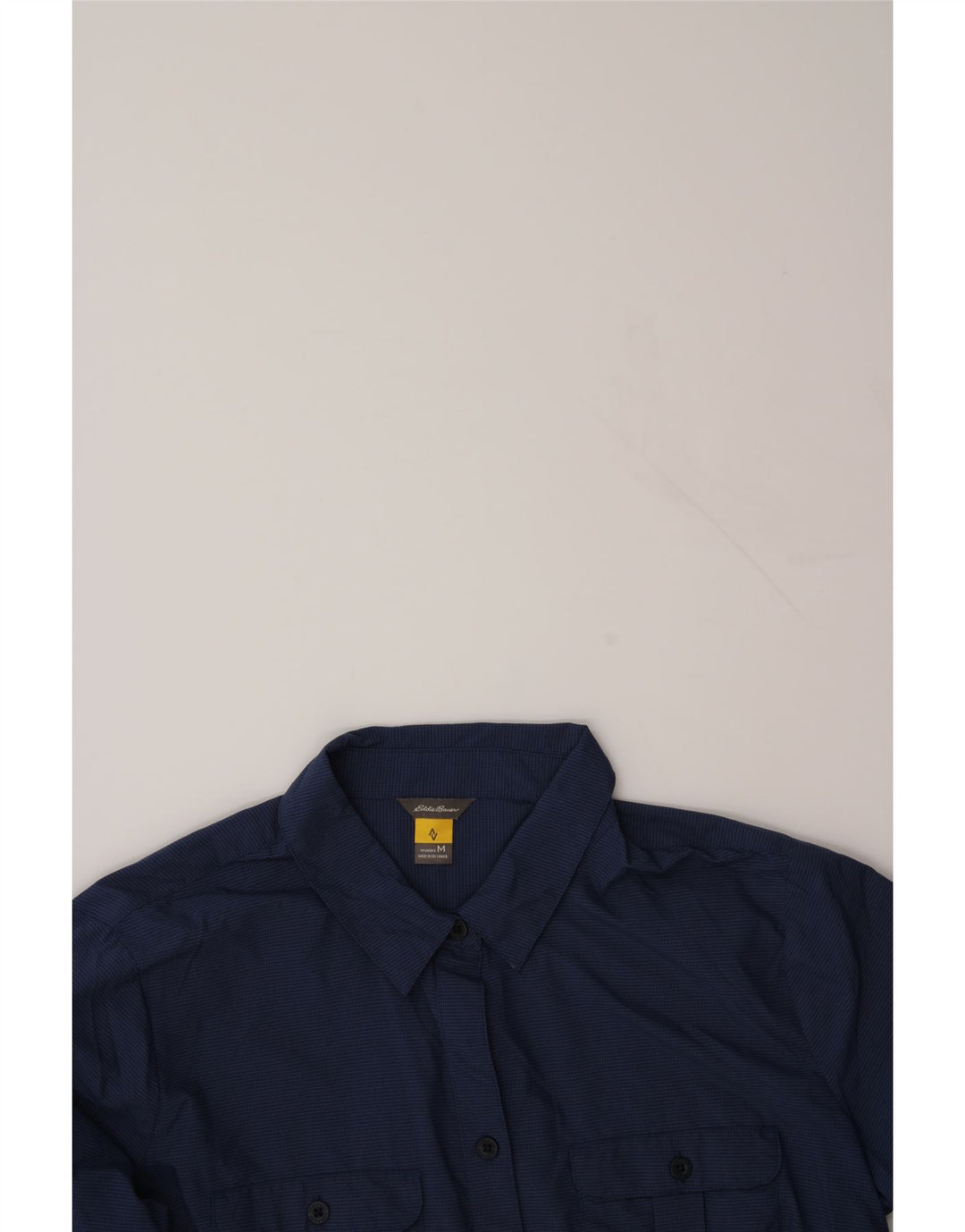 EDDIE BAUER Womens Shirt UK 14 Medium Navy Blue Check Nylon Vintage Eddie Bauer and Second-Hand Eddie Bauer from Messina Hembry 