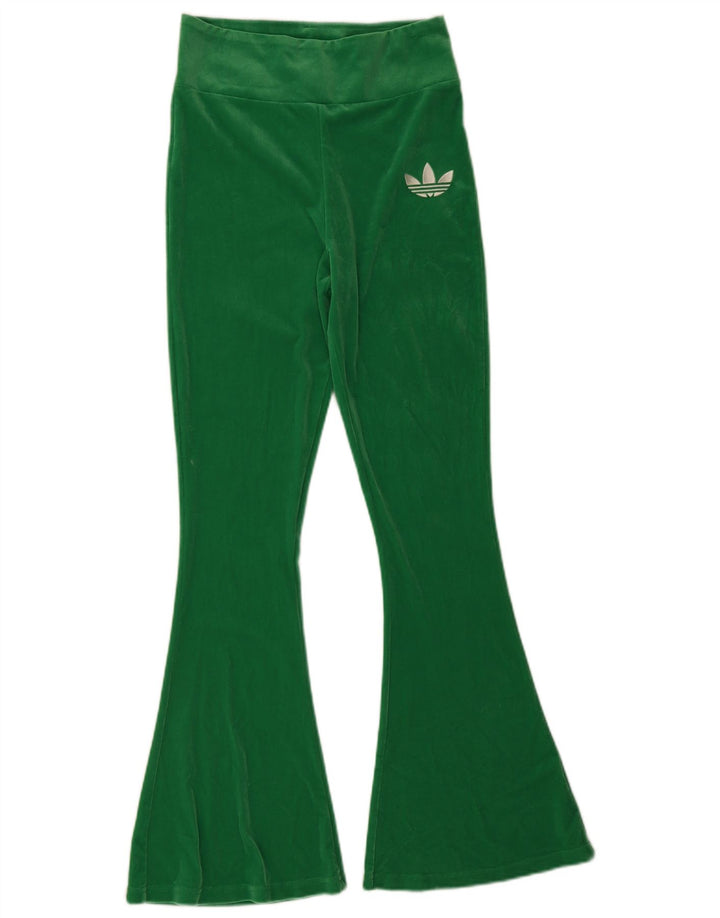 Adidas Damen Flare Velours-Trainingshose, UK 12, mittelgrün, Polyester