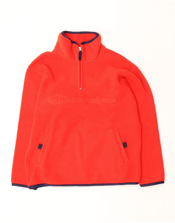 Champion Jungen-Fleecepullover mit grafischem Reißverschluss und Kragen, 11–12 Jahre, rotes Polyester