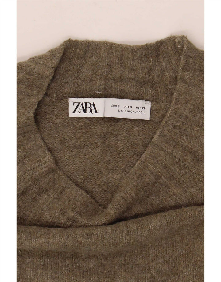 Zara Damen-Pullover mit Rollkragen, übergroß, Gr. 10, Größe S, Grün