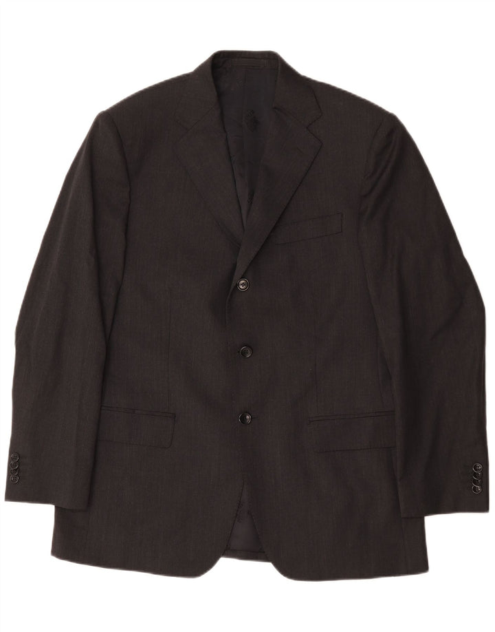 Boggi Herren Milano 3-Knopf-Blazerjacke IT 50 Große graue Wolle