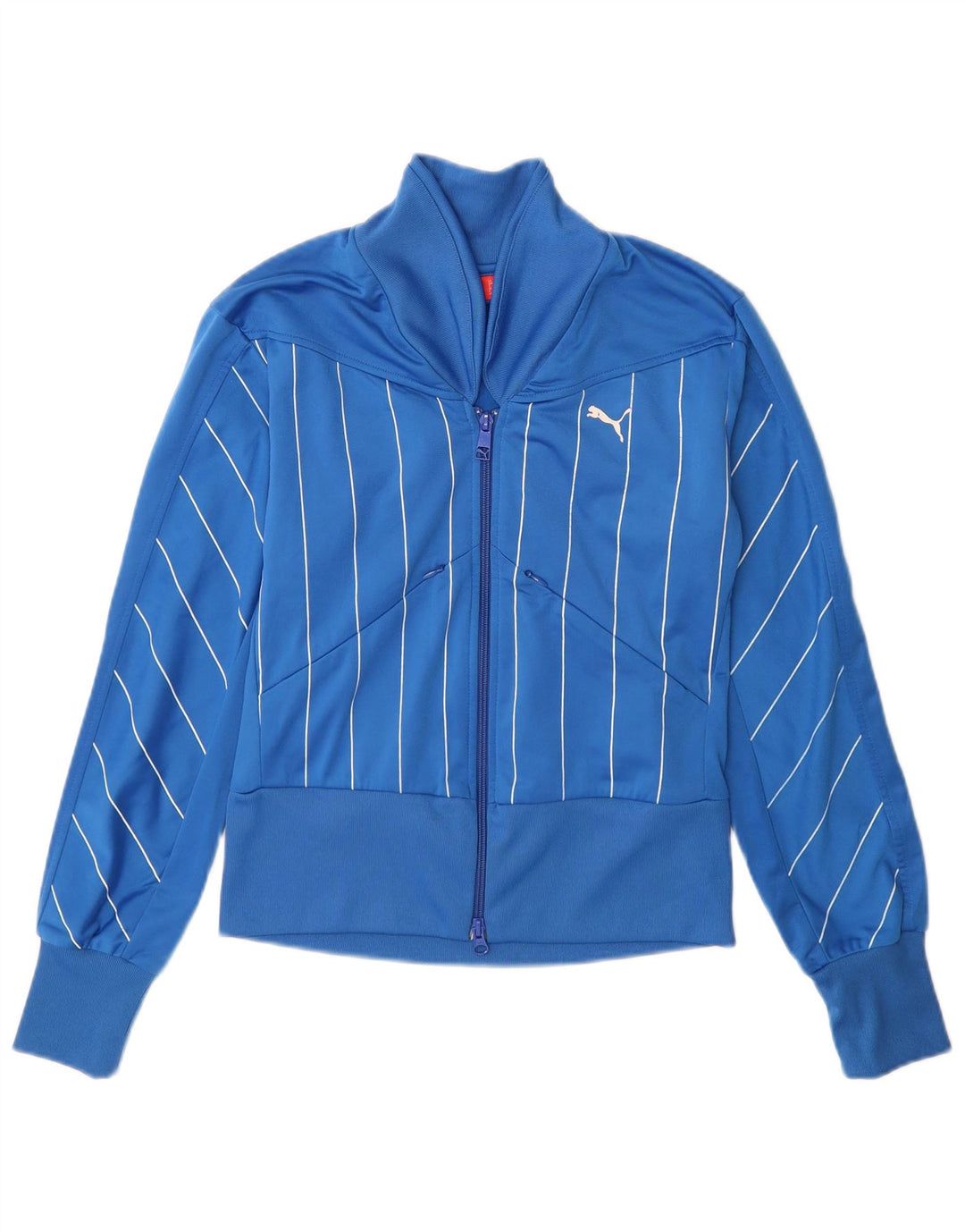 Puma Womens Graphic Trainingsanzug Top Jacke UK 10 Kleine blaue Nadelstreifen