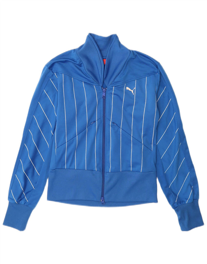 Puma Womens Graphic Trainingsanzug Top Jacke UK 10 Kleine blaue Nadelstreifen