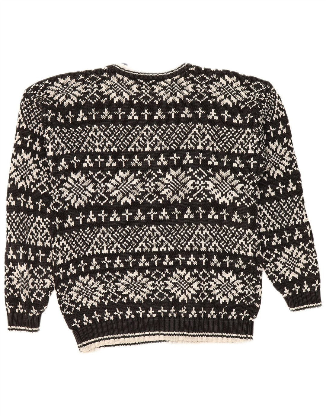 Gap Herren-Pullover mit Rundhalsausschnitt, Größe S, Schwarz, Fair-Isle-Baumwolle