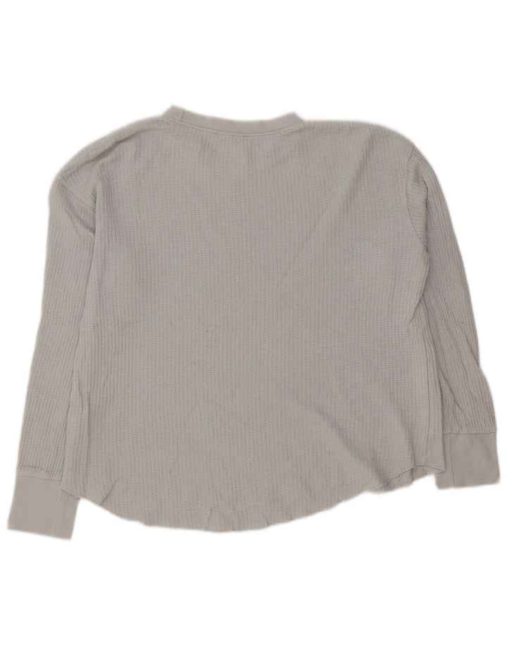 Zara Damen-Oversize-Oberteil, langärmlig, Größe S, Grau, Baumwolle