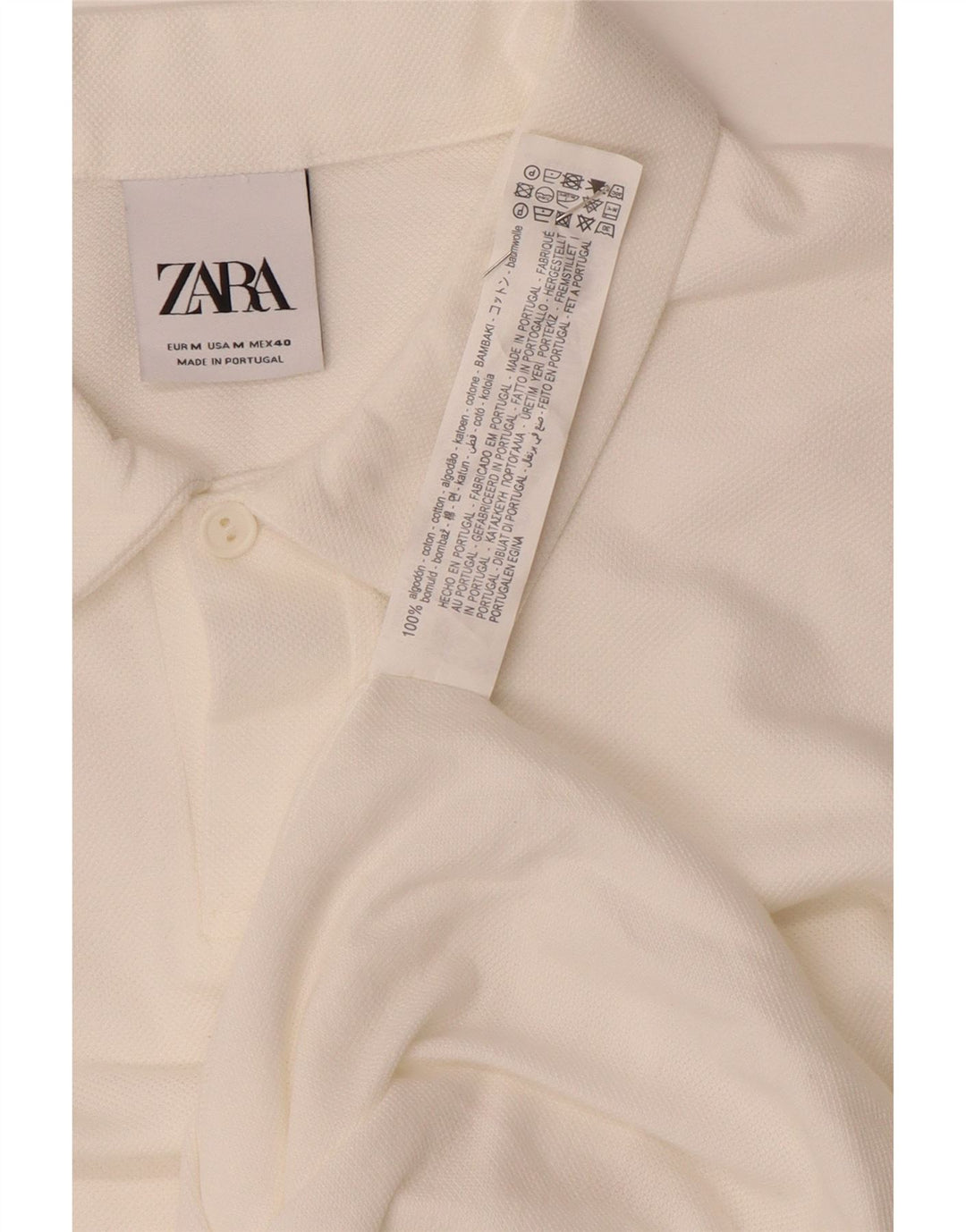 Zara Herren-Poloshirt aus mittelweißer Baumwolle