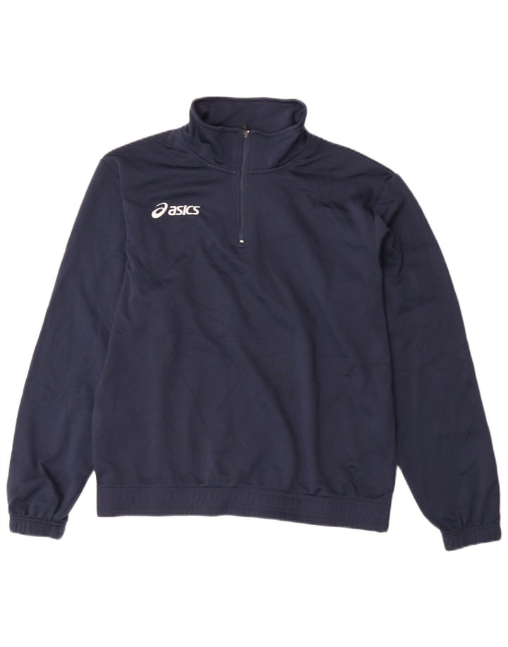 Asics Jungen-Pullover-Trainingsoberteil mit Reißverschluss, 13–14 Jahre, marineblaues Polyester