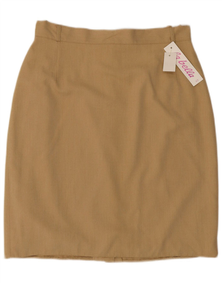 La Belle Damen gerader Rock IT 42 Medium W30 Beige Polyester