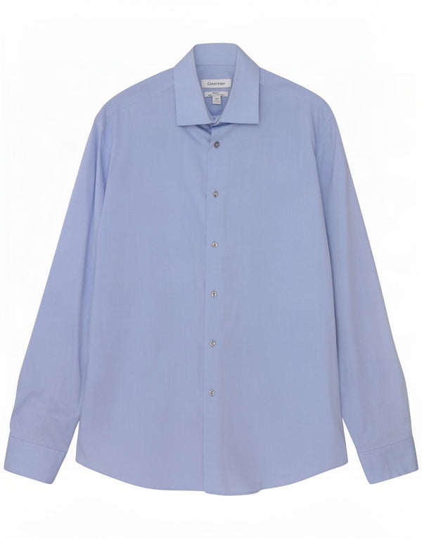 Calvin Klein Herren-Hemd mit normaler Passform, Größe 15 1/2, mittelblaues Fischgrätenmuster