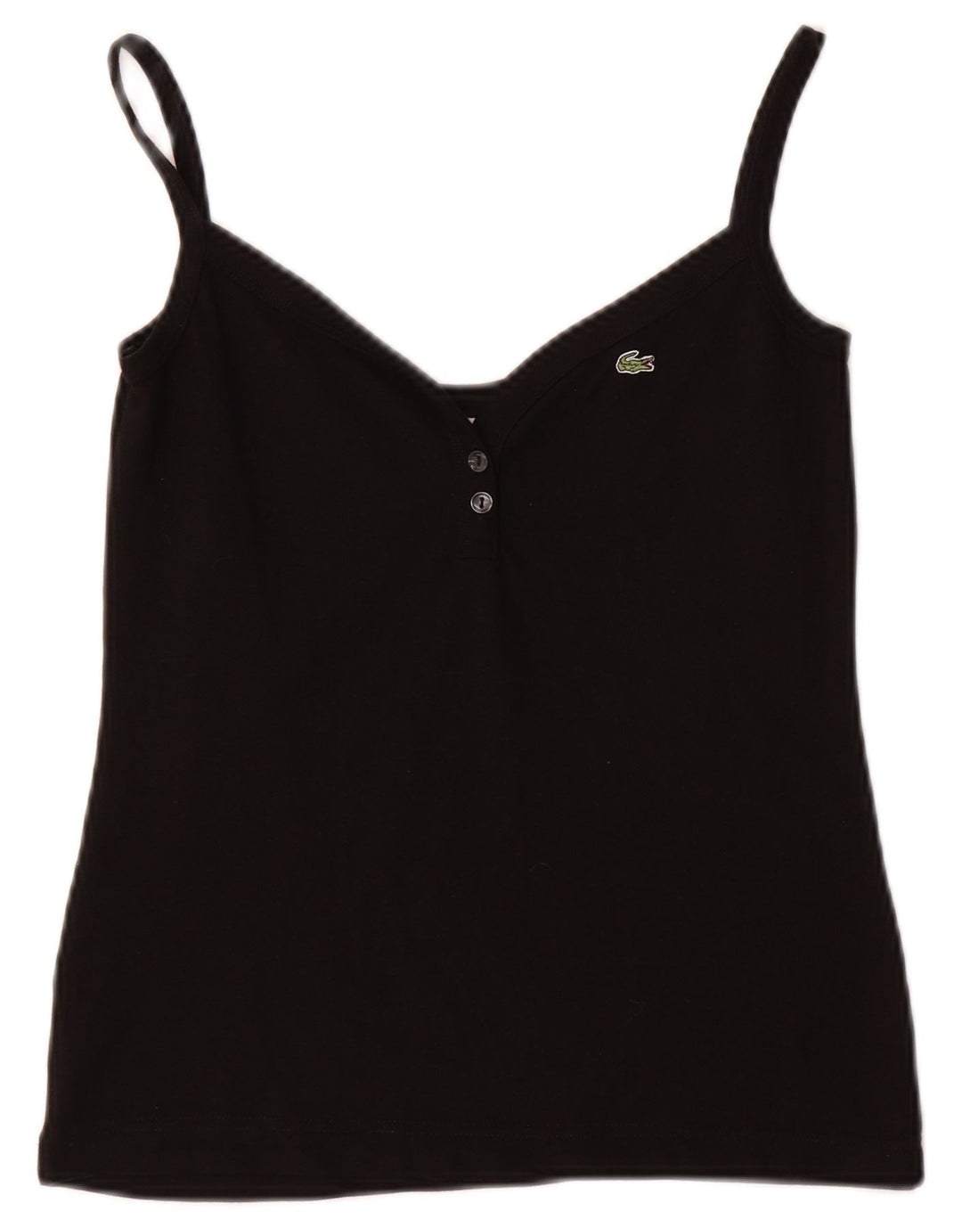 LACOSTE Damen Cami Top UK 8 Small Schwarz Baumwolle