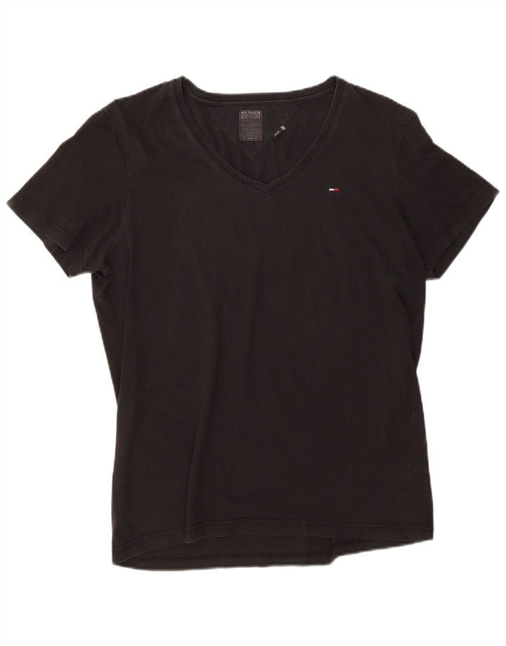 Tommy Hilfiger Damen T-Shirt Top UK 14 Medium Schwarz