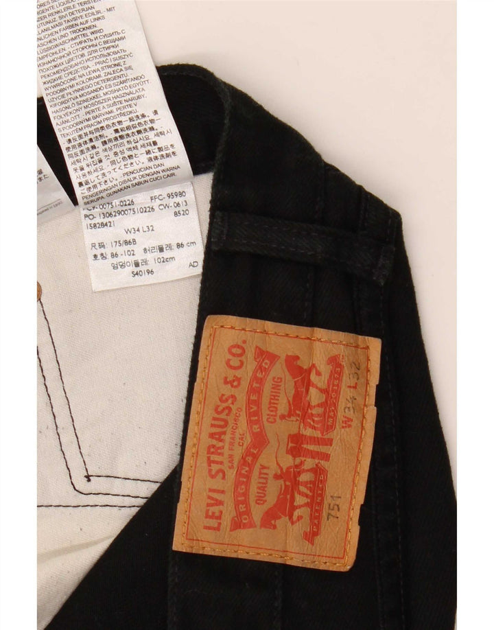 Levi's Herren 751 Straight Jeans W34 L32 Schwarze Baumwolle