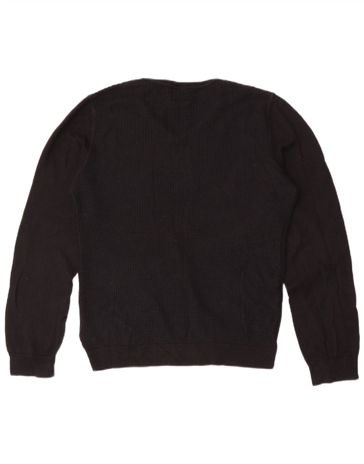 Lee Herren-Pullover mit V-Ausschnitt, Größe S, schwarze Baumwolle