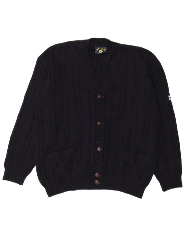Navigare Herren-Strickjacke, große marineblaue Wolle