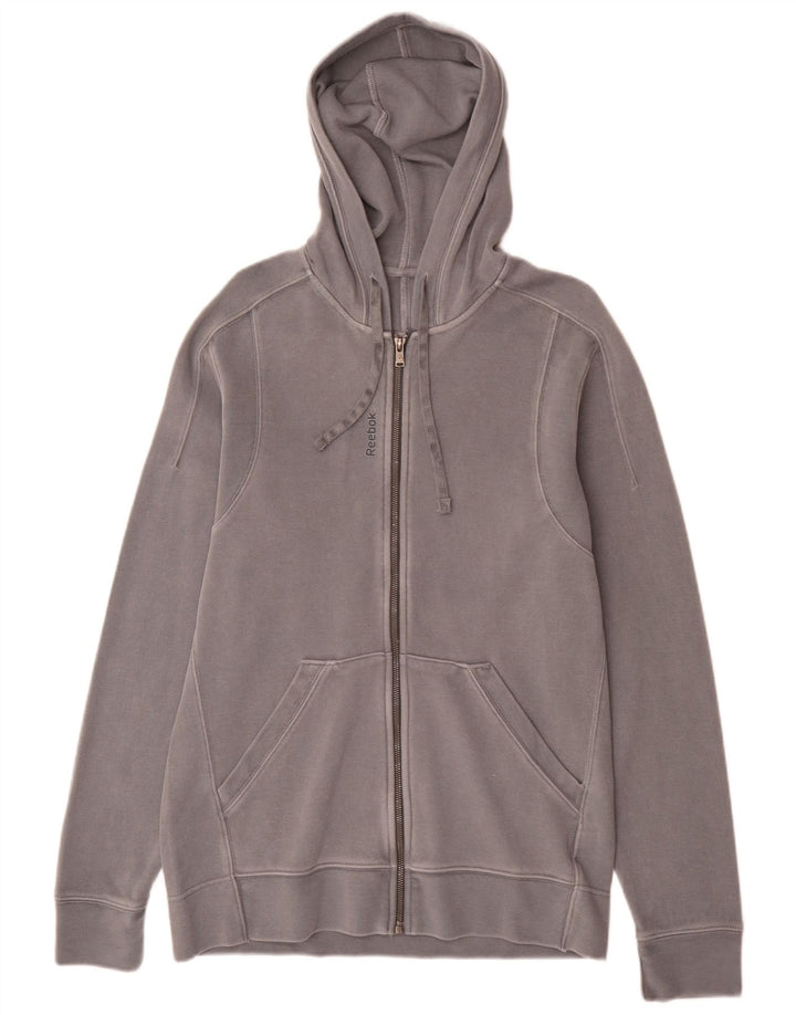 Reebok Herren-Kapuzenpullover mit Reißverschluss, mittelgraue Baumwolle