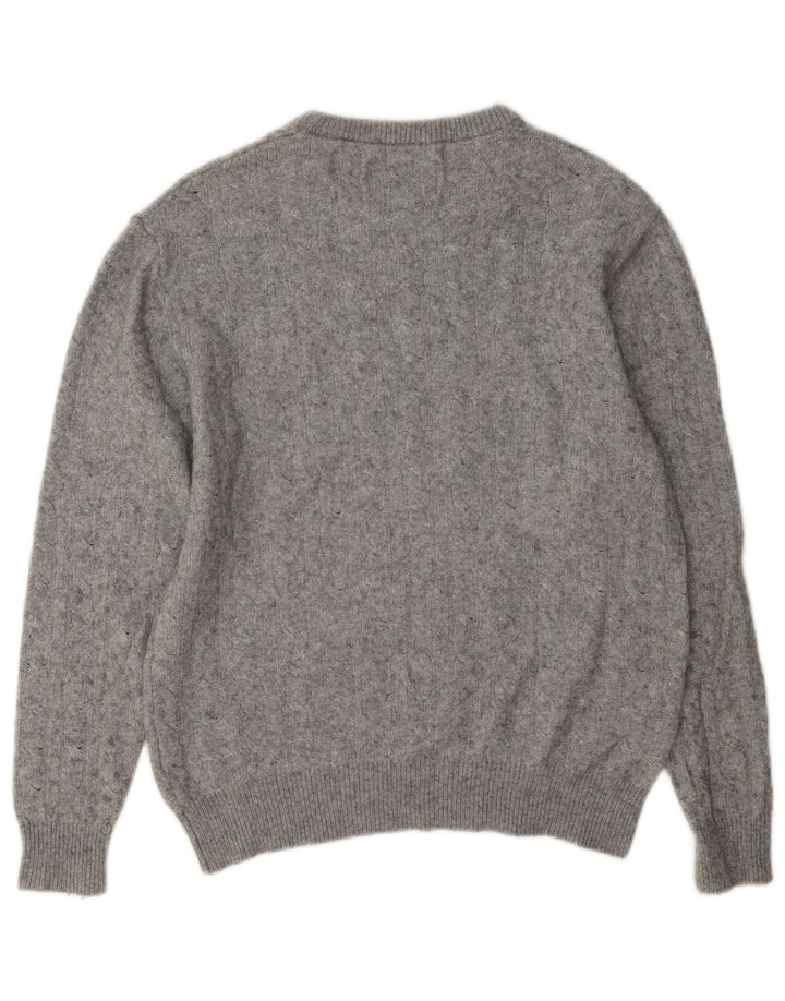 Jack Wills Damen-Pullover mit Rundhalsausschnitt, UK-Gr. 14, Größe L, graue Wolle