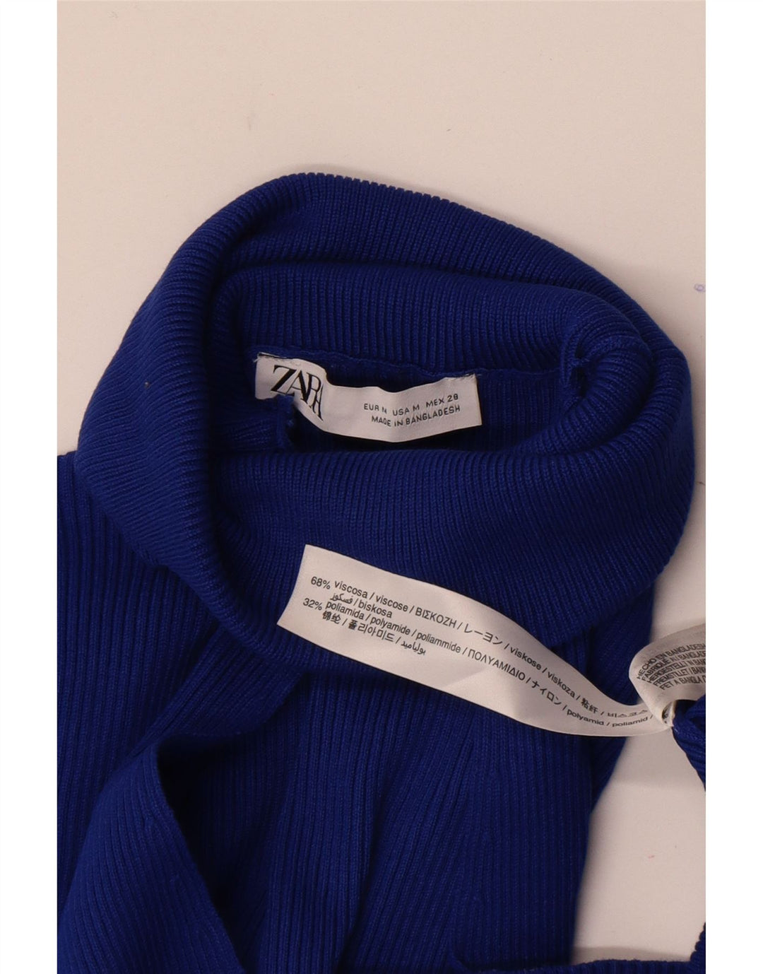 Zara Damen Langarm-Maxikleid UK 12 Mittelblaue Viskose