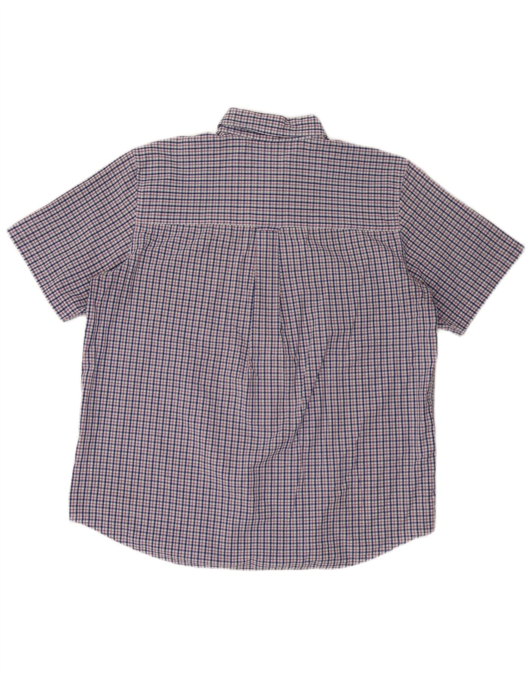 Chaps Pflegeleichtes Herren-Kurzarmhemd XL aus marineblau karierter Baumwolle