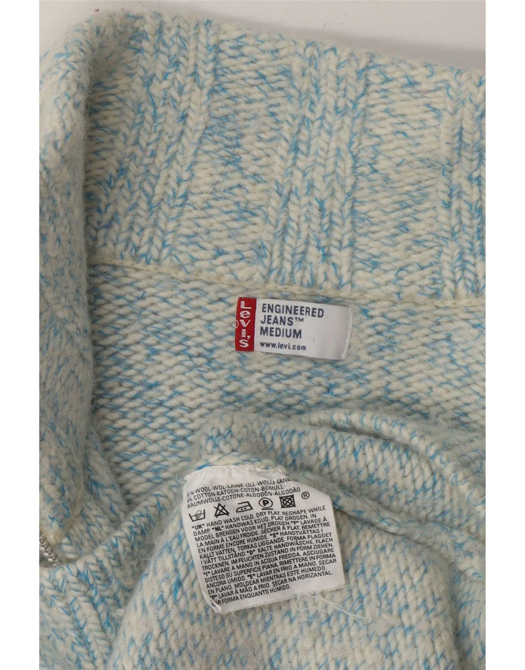 Levi's Damen-Strickjacke, Gr. 14, mittelblau gefleckte Wolle