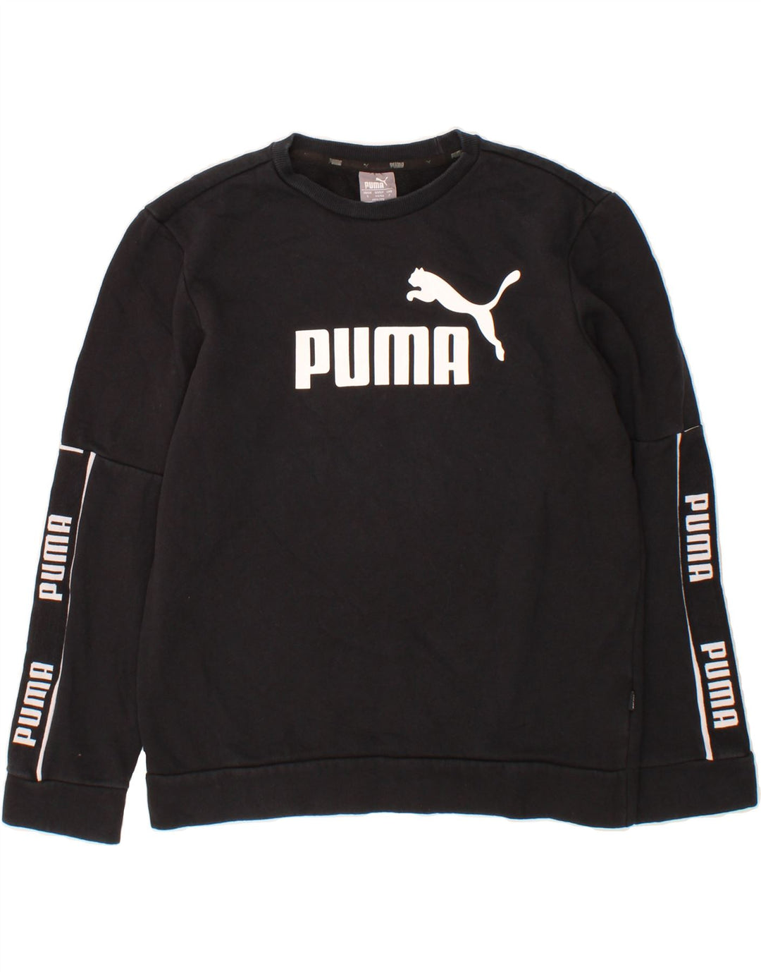 PUMA Mens Graphic Sweatshirt Jumper Small Black Cotton Vintage Puma and Second-Hand Puma from Messina Hembry 