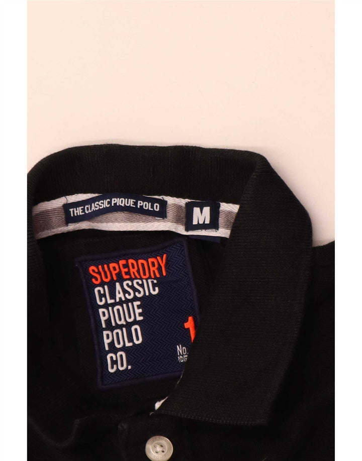 Superdry Herren-Poloshirt mit klassischer Passform, mittelschwarze Baumwolle