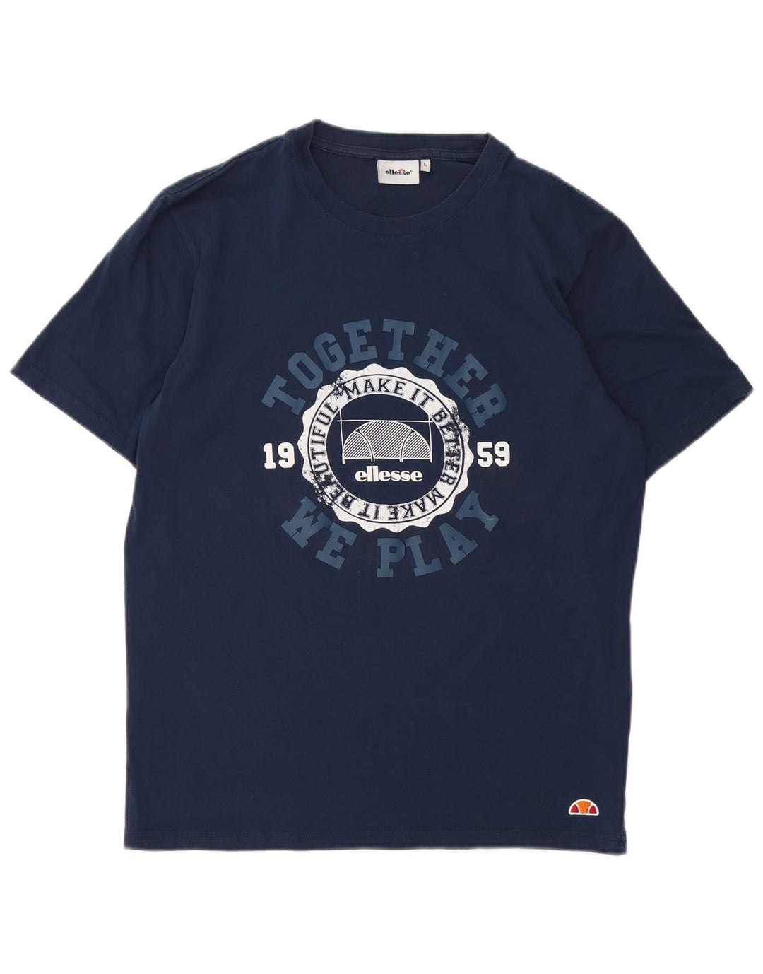 Ellesse Herren-T-Shirt mit Grafik, groß, marineblau, Baumwolle
